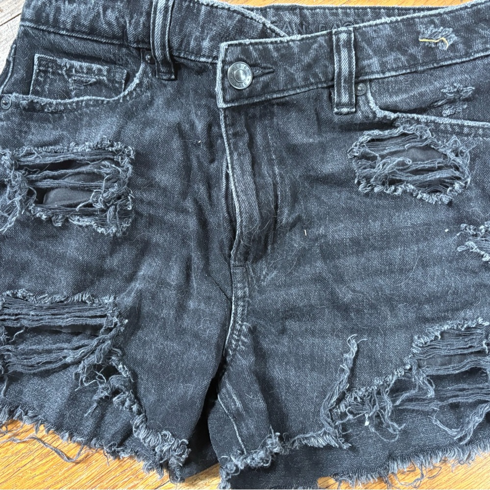 American Eagle Black Jean Shorts Distressed Style
